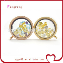 25mm or 30mm round shape coffe and gold glass living memory floating locket